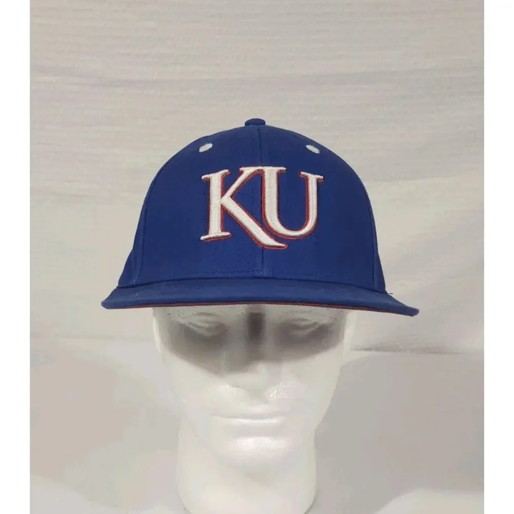 KANSAS JAYHAWKS adidas Hat Embroidered Flat Bill Cap Blue Snapback KU